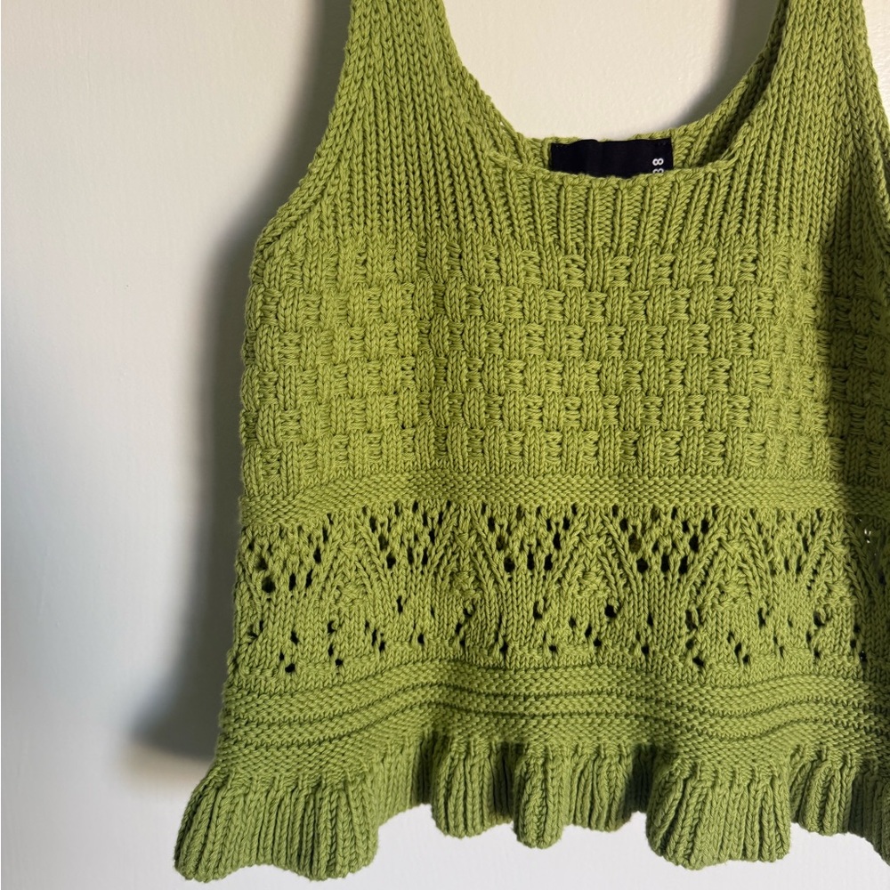 Green Open Knitted Sleeveless Top